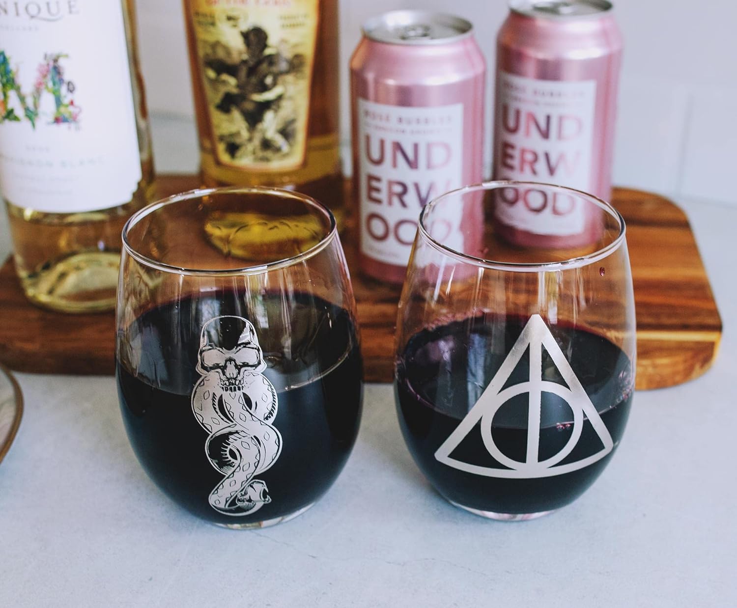 Harry Potter Icons 20-Ounce Stemless Wine Glasses, Set of 2 | Drinking Cup Cocktail Glasses For Home Barware Set, Kitchen Decor | Wizarding World Gifts and Collectibles - Image 6