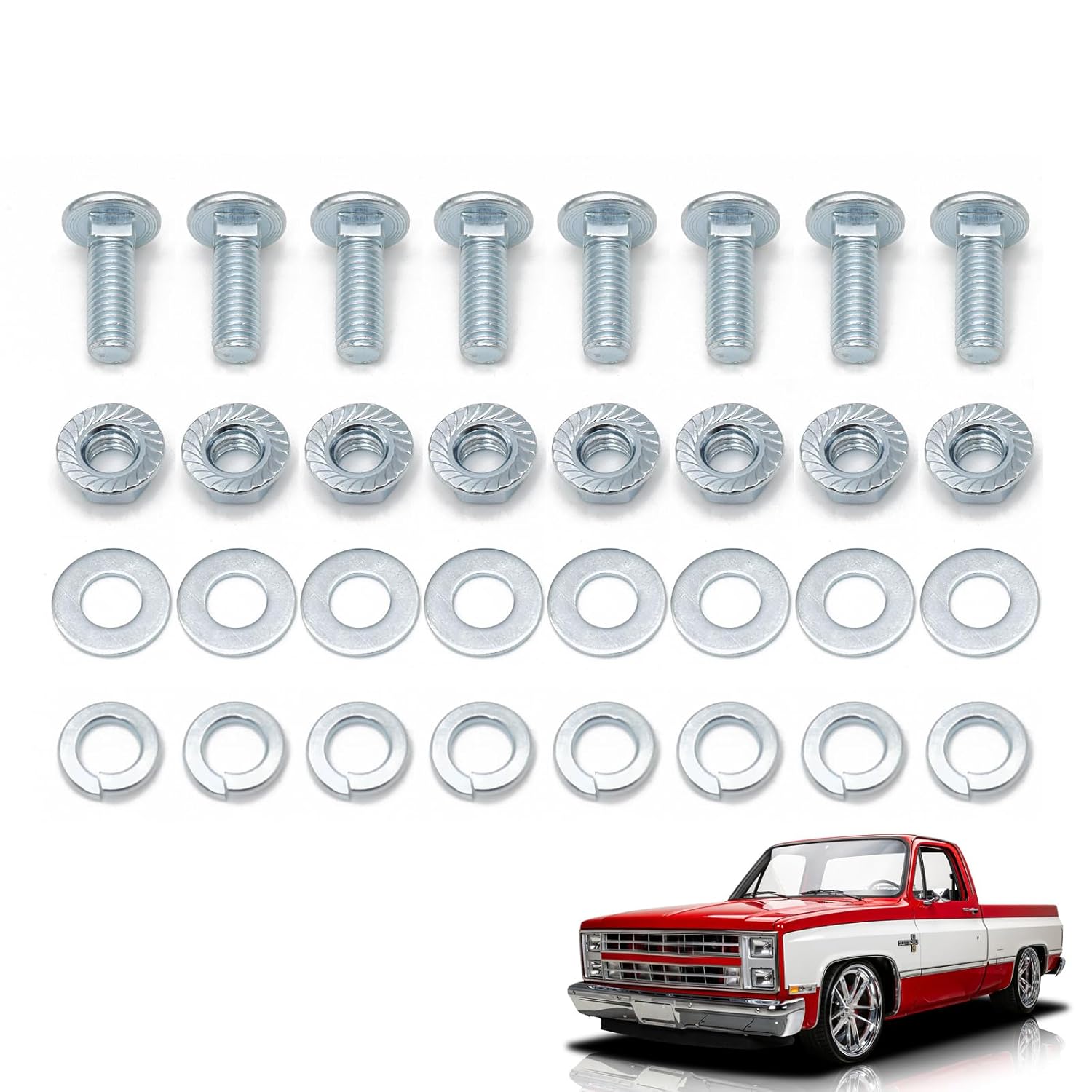 32 Pcs Zinc Plated Bumper Bolt Kit 1947-87 Chevy & GMC Pickup Trucks