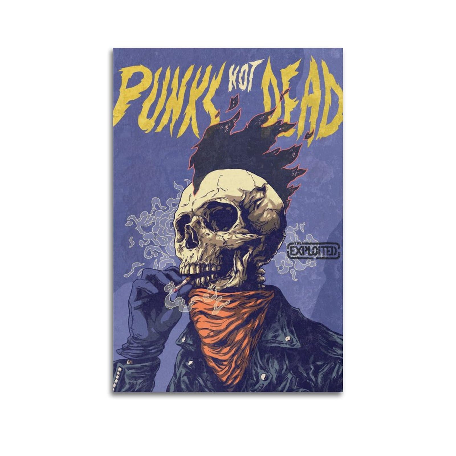 Poster Punk Rock Con Scheletro Musicista | Stampa Su Tela Quadro Da Parete | Decorazione Ribelle Per Camera Da Letto O Sala Musica (20,3x25,4 Cm, Senza Cornice)