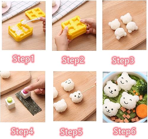 Miniatura 9 de Moldes de bolas de arroz para niños, moldes de sushi para moldear arroz, moldes de onigiri, molde de repujado de sushi, accesorios de caja bento,