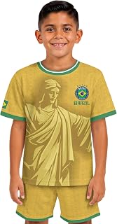 Brazil Jersey Kids for Boys & Girls, Youth Soccer Jersey Set | Youth soccer jersey set for boys and girls with lightweight fabric, suitable for matches, training, and everyday wear