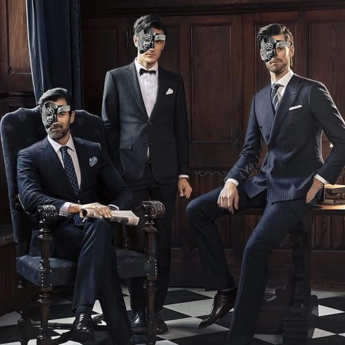 Miniatura 6 de Máscara de mascarada FunMular para hombres, del Fantasma de la Ópera, máscara de media cara con pajarita, máscaras venecianas para fiesta de