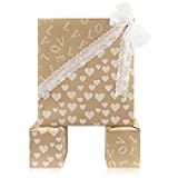 Geluode Love Wrapping Paper Roll, Love and Hearts Double Side Reversible Valentine's Day Kraft Wrapping Paper - 1 Mini Roll 17x120Inch - for Valentine's Day, Birthday, Wedding & Shower, Anniversaries