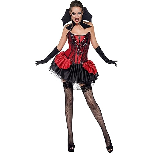 Fever Women's Seductive Vamp Costume with Skirt Corset and Collar