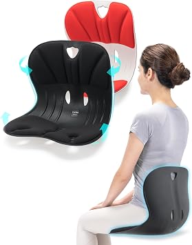 curble WIDER 2PACK, Ergonomic Lower Back Support Chair, Lumbar Support for Back Posture Corrector and Low Back Pain Relief, Portable, for Office Chair and Work form Home 2 Pack Black Red