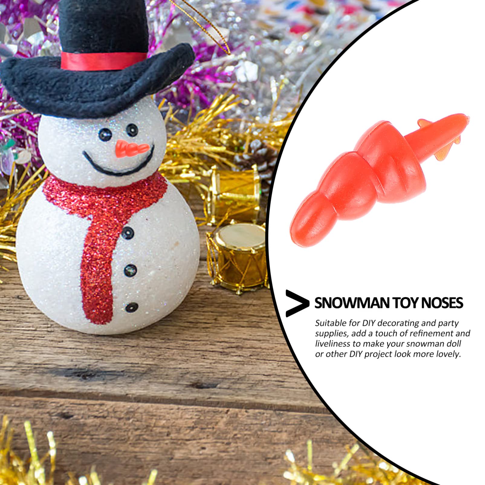 Snowman for Crafts 100pcs Mini Snowman Carrot for Christmas DIY Crafts Snowman Making Supplies, Red, 1.6x0.9cm - Image 3