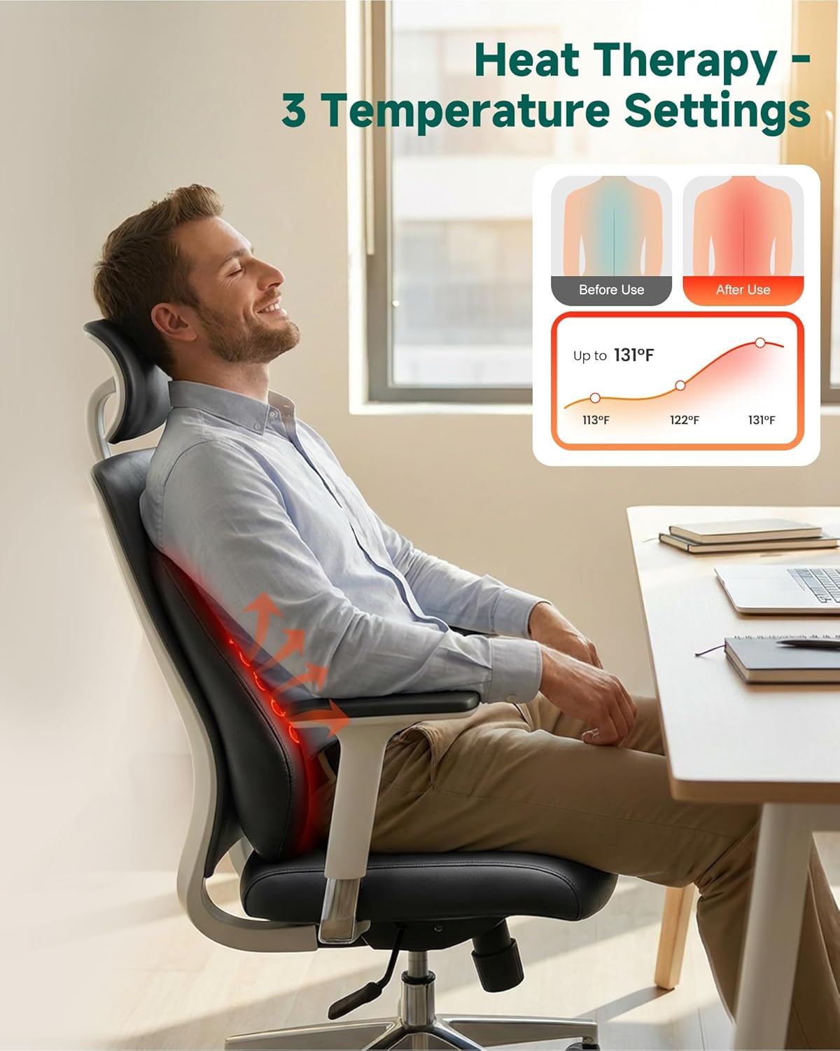 Snailax Shiatsu Back Massager with Heat, Neck Shoulder Massager for Pain Relief Deep Tissue, 4D Kneading Back Massage Pillow, 3 Speed/3 Modes Portable for Home Office Car Use