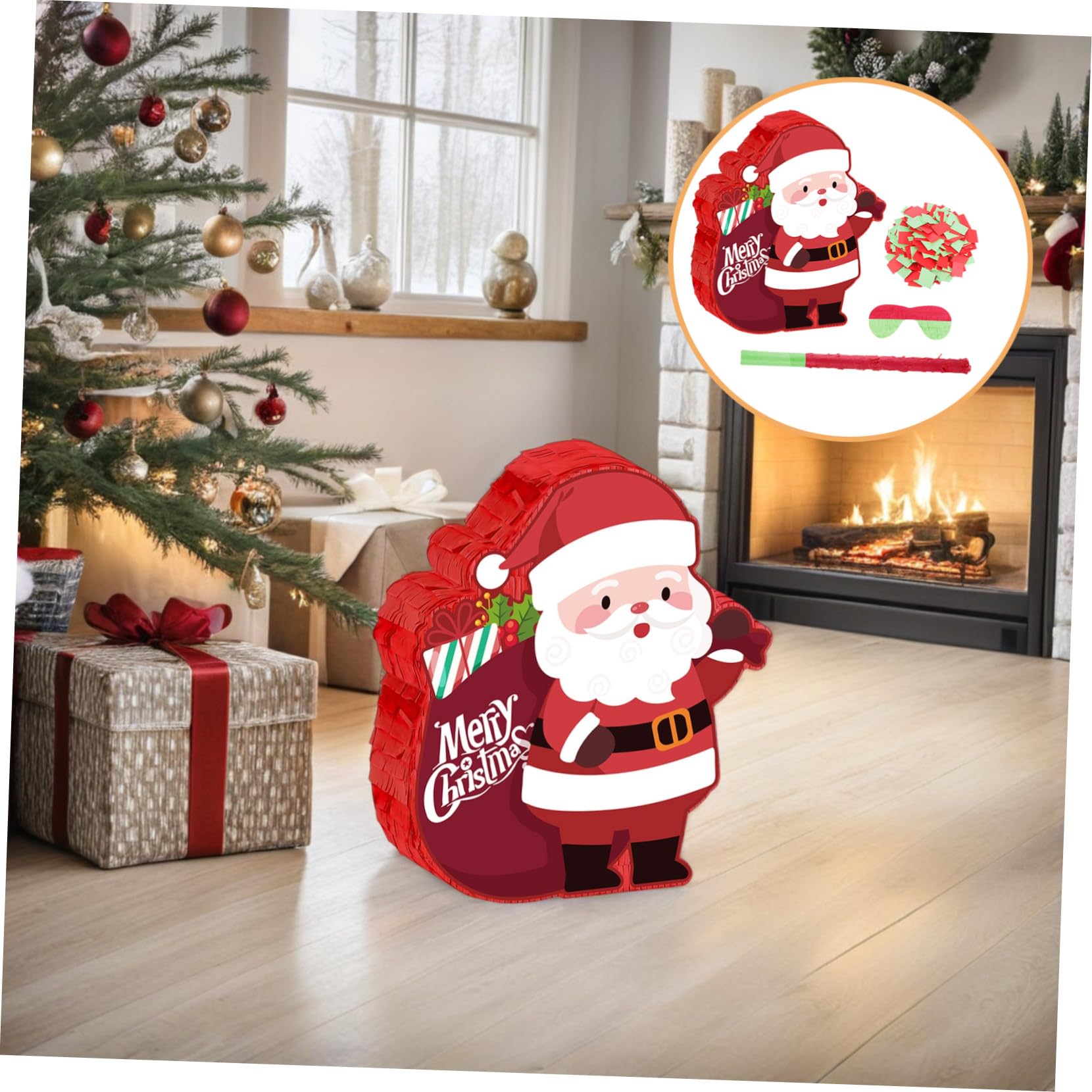 Cabilock Piñata de Navidad Roja Piñata de Papá Noel Mexicanas para Decoración de Fiesta Familiar Navideña Fiesta Navideña de Oficina