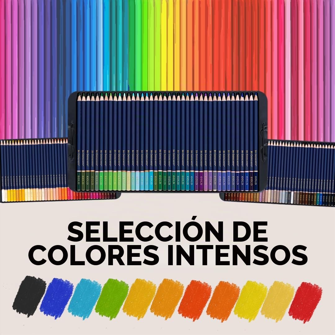 Castle Art Supplies Gold Standard - Juego de 120 lápices de colores con base de aceite de calidad que se mantienen más afilados, más resistentes contra la rotura, para artistas adultos, coloristas, en