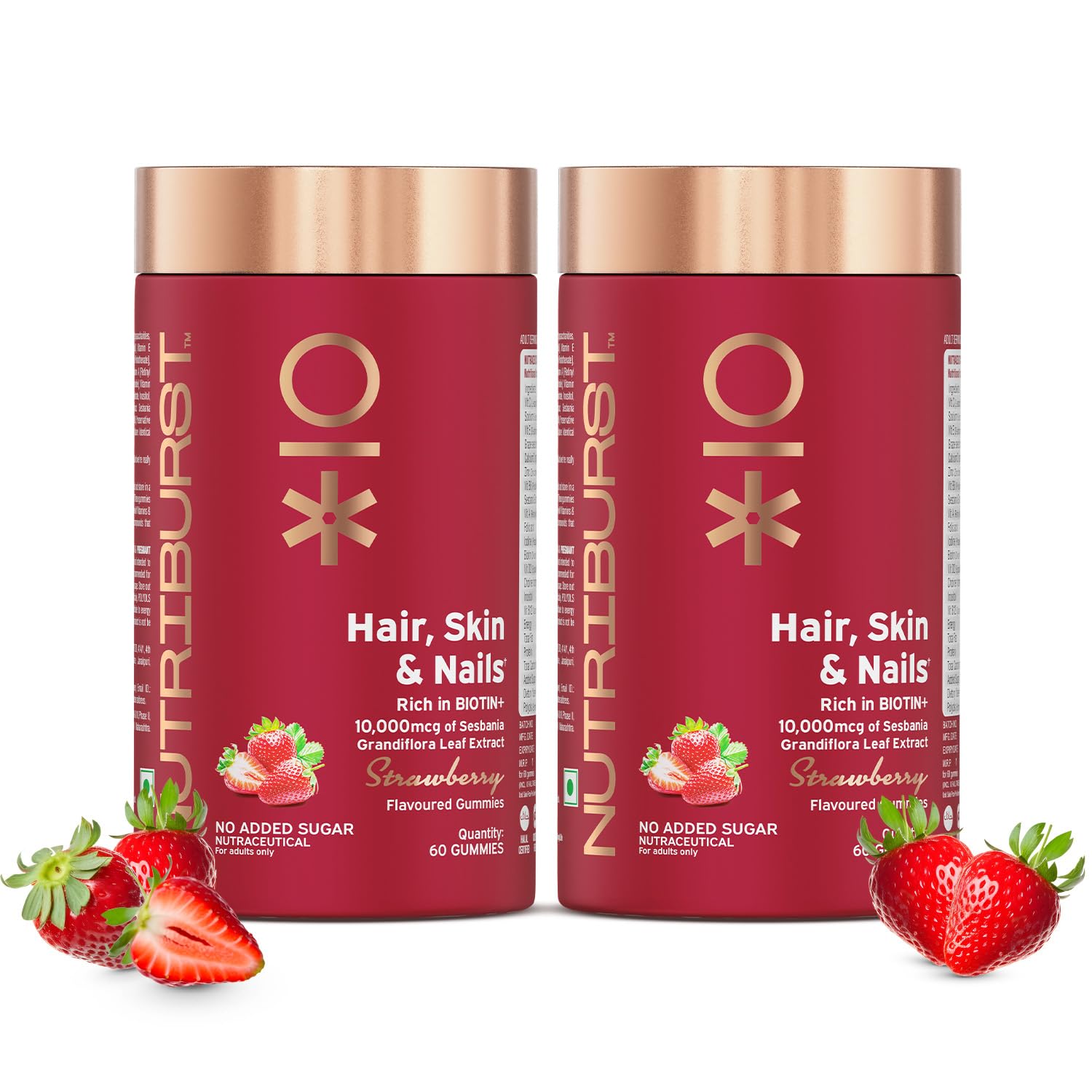 See full amazon price history chart for Nutriburst Biotin Gummies for Healthy Hair, Skin & Nails Growth | With High Potency 10000 mcg of Sesbania Extract Natural Biotin,Folic Acid | No-Added Sugar, Strawberry Flavor|(Pack of 2 X 60 Gummy) Nutriburst Biotin Gummies for Healthy Hair, Skin & Nails Growth | With High Potency 10000 mcg of Sesbania Extract Natural Biotin,Folic Acid | No-Added Sugar, Strawberry Flavor|(Pack of 2 X 60 Gummy) (B0B572DX8D) Amazon Price History, Amazon Price Tracker