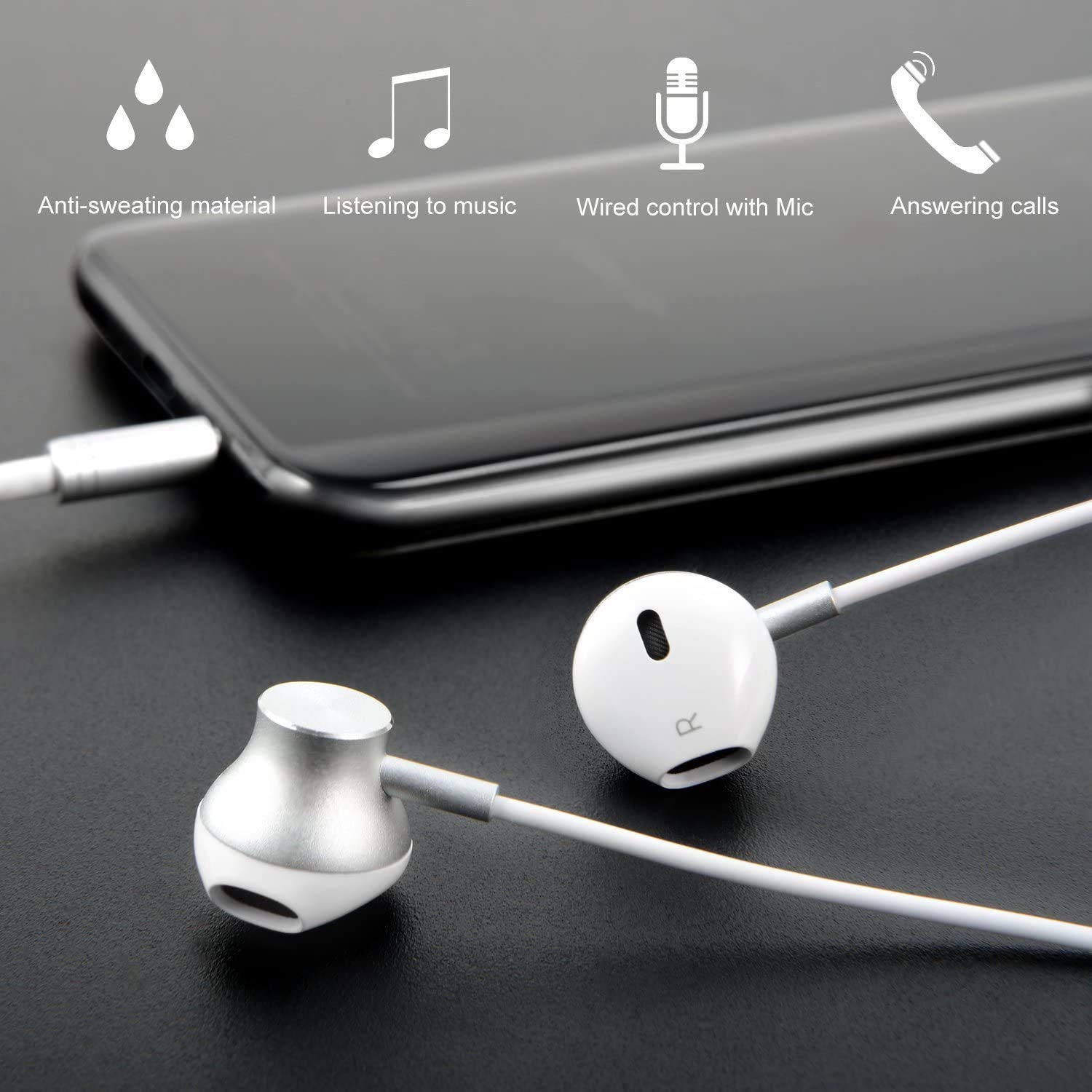 GAMURRY Auricolari, In-Ear Cuffie Con Filo 3,5mm Jack, Stereo Bass Cuffiette Con Filo e Microfono, Suono Potente Guidato Dai Bassi Chiamate HD Nessun Rumore, Compatibile Con Computer, Tablet, MP3