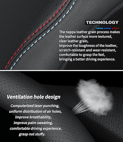Miniatura 5 de Funda de cuero de ajuste personalizado para volante de automóvil, para Honda, estilo B, antideslizante, transpirable