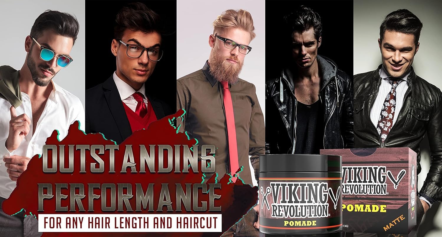 Viking Revolution Pomada para el Cabello de Hombre (Nueva Fórmula) – Fijación Media y Acabado Mate para un Look Clásico, 113 g – A Base de Agua y Fácil de Lavar