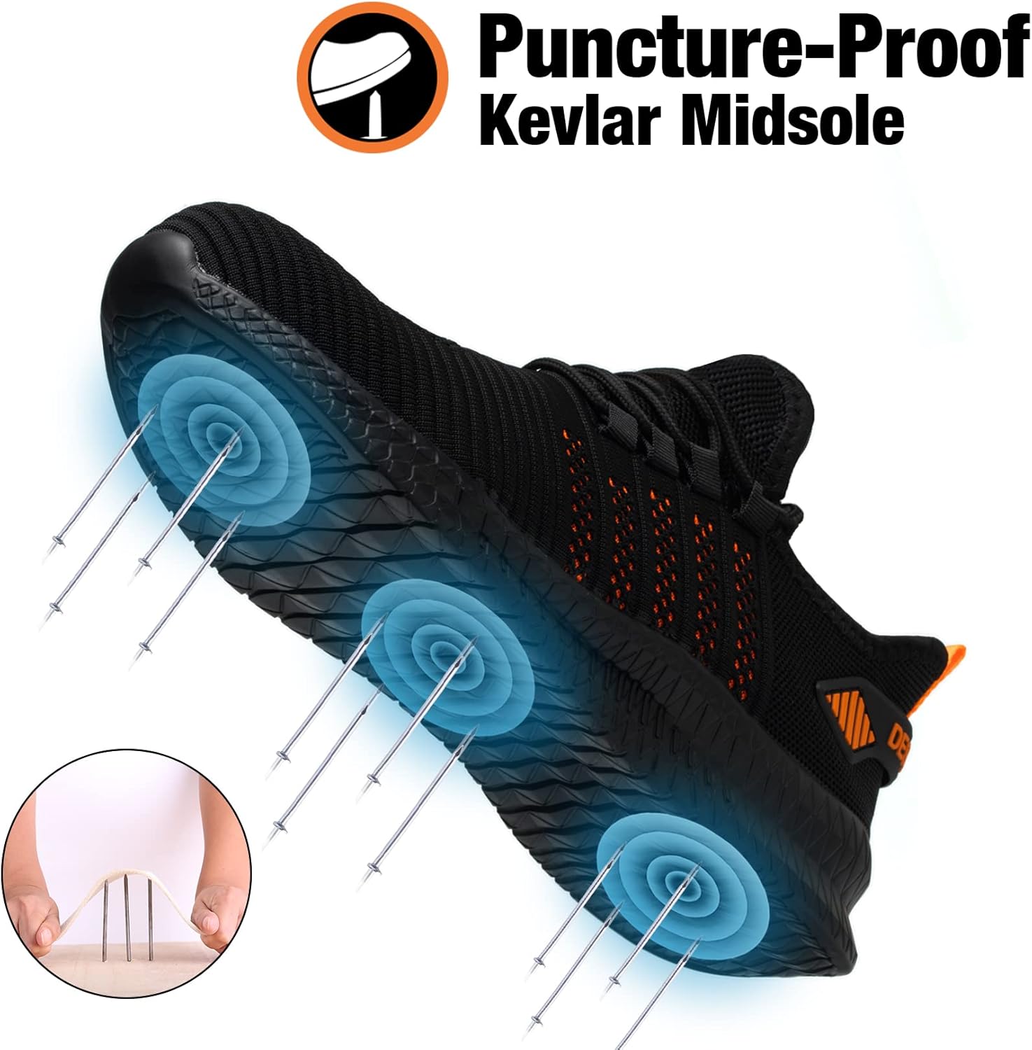 Kezhiho Steel Toe Work Shoes for Men Lightweight Comfortable Slip Resistant Puncture Proof Safety Shoes Breathable Indestructible Construction Industrial Sneakers - Image 3