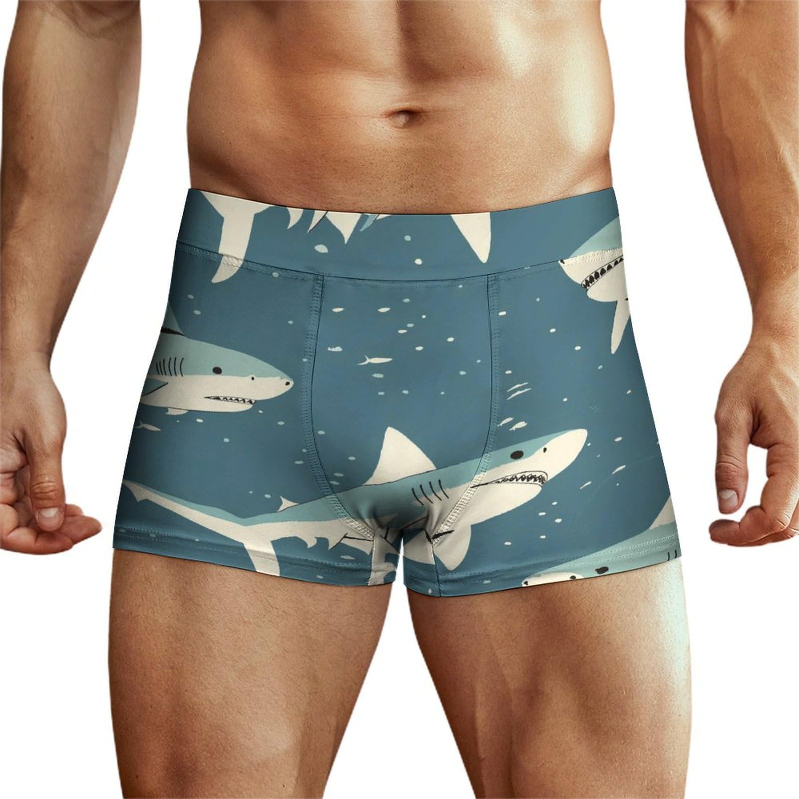 Bhtgtrfdtd Men's Multi1 Underpants Sharks Swimming Patterns Underwear Stretch Boxer Briefs For Man