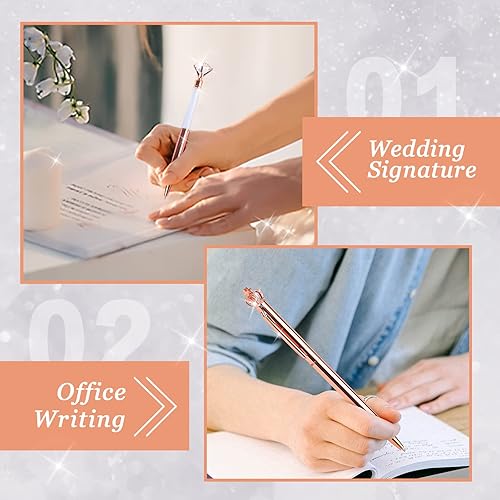 Miniatura 8 de amassan Juego de bolígrafos de metal con diamantes de cristal para suministros de escritorio de oficina y boda (amarillo)