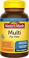 Nature Made Multivitamin for Him Tablets - No Iron Men's Daily Multi with 22 Nutrients, Muscle, Bone & Immune Support, 90-Day Supply