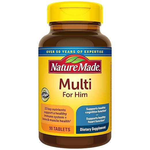 Nature Made Multivitamin for Him, Mens Multivitamins with No Iron, Daily Nutritional Support, Nature Made Multi Mens Vitamins & Minerals, 90 Tablets, 90 Day Supply
