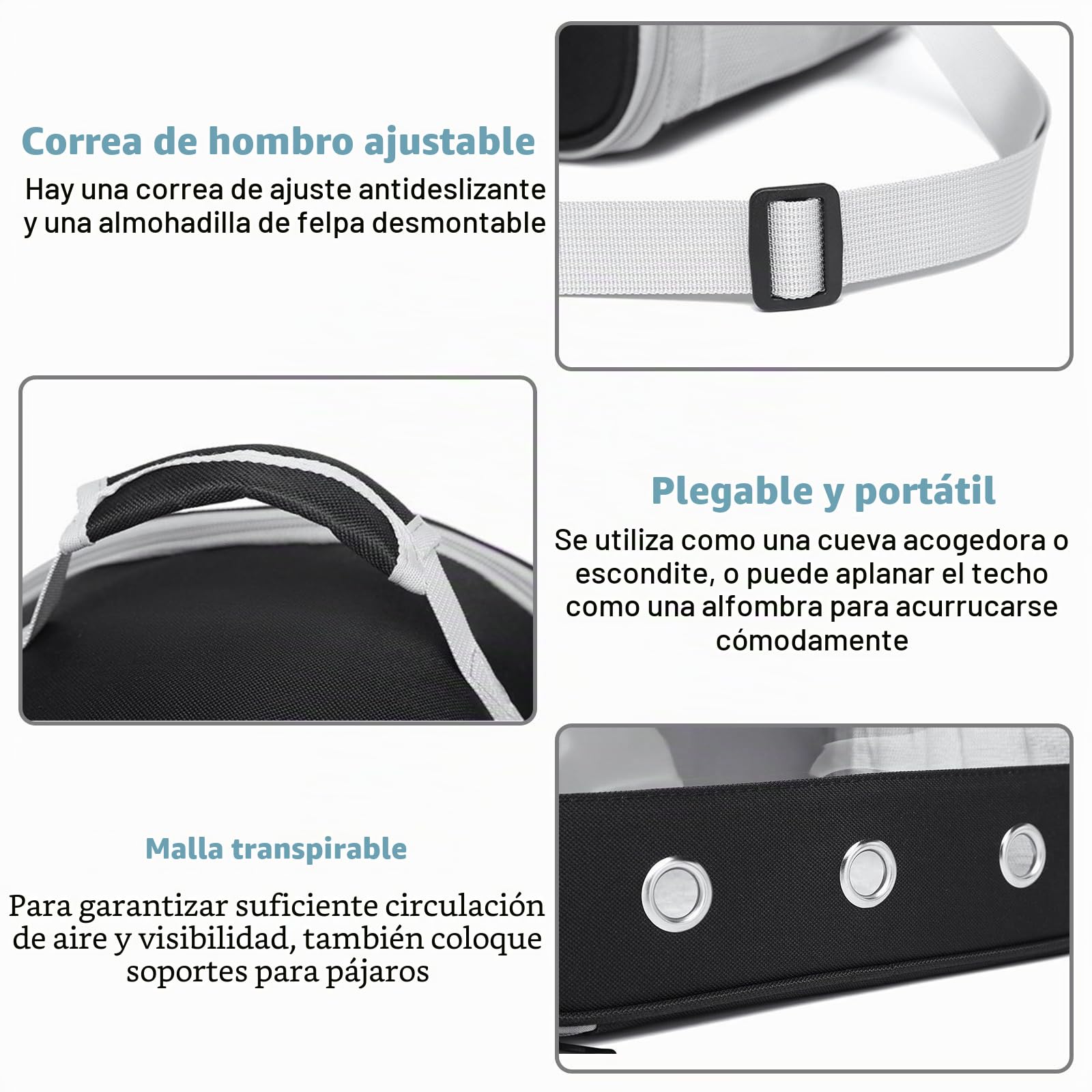 Pequeña bolsa de transporte para mascotas y animales pequeños, caja lateral para gatos, bolsa para cobayas
