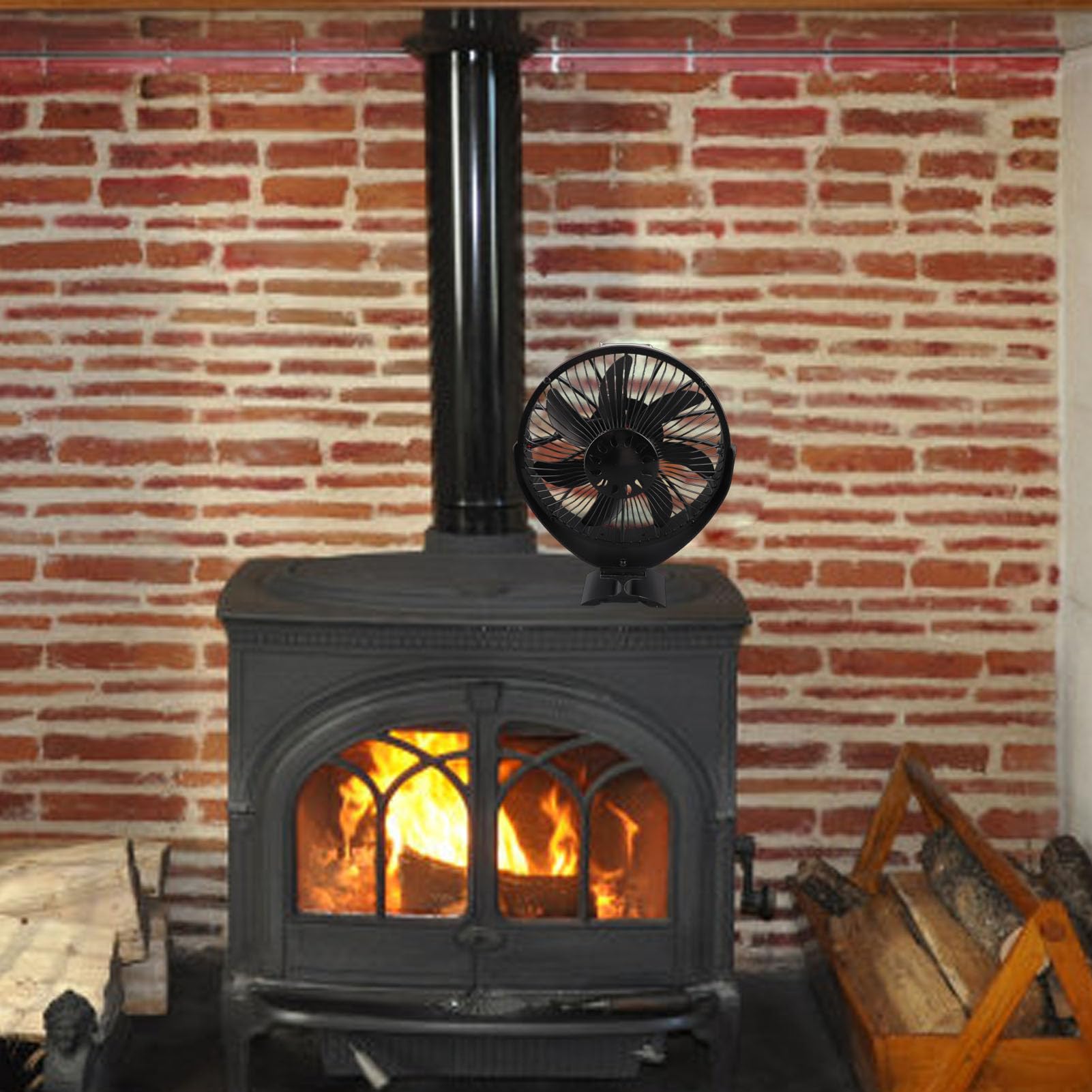 VGEBY Ventilatore Termoalimentato per Stufa a Legna e Camino, Lega di Alluminio, Design Regolabile a 360 Gradi, Circolazione Aria Calda Efficiente (a gas, a pellet)