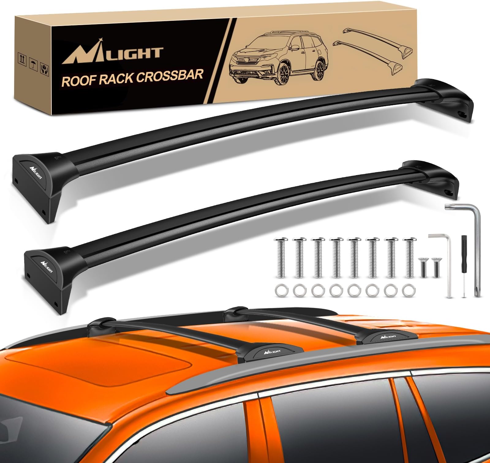 Nilight Roof Rack Cross Bars Fit for Honda Pilot 2016 2017 2018 2019 2020 2021 2022 LX EX EX-L with Flush Rails Fixed Point Adjustable Aluminum Crossbars Luggage Box Bike Kayak Snowboard Cargo Carrier