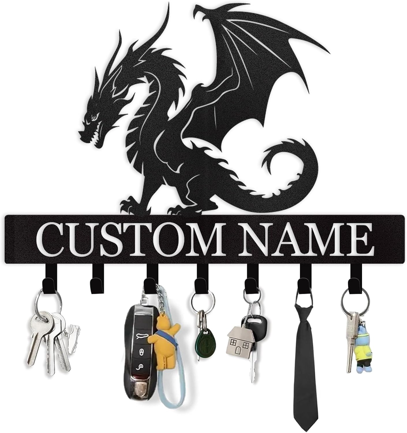 Custom Key Holder for Wall, Personalized Dragon Key Rack Wall Mount, Metal Key Holder Hooks Organizer Rack, Metal Decorative Wall Mounted, Key Hanger Wall Hanging for Bedroom, Kitchen, Doorway