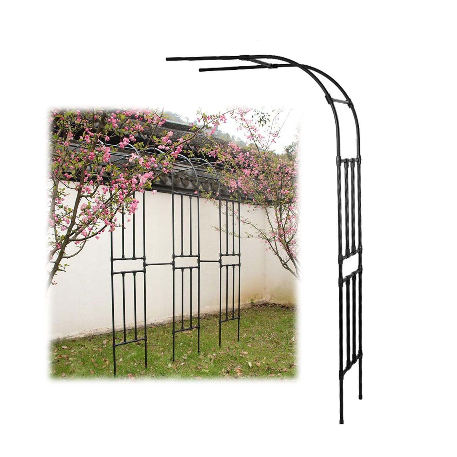 BEEGMA Rose Arch Half Arch Weatherproof Garden Arch Arbors for Climbing Plants Width 60-300cm High 240cm Metal Arbor Trellis Archway Easy Assembly (Size : W300xH240cm/W9.8xH7.9ft)