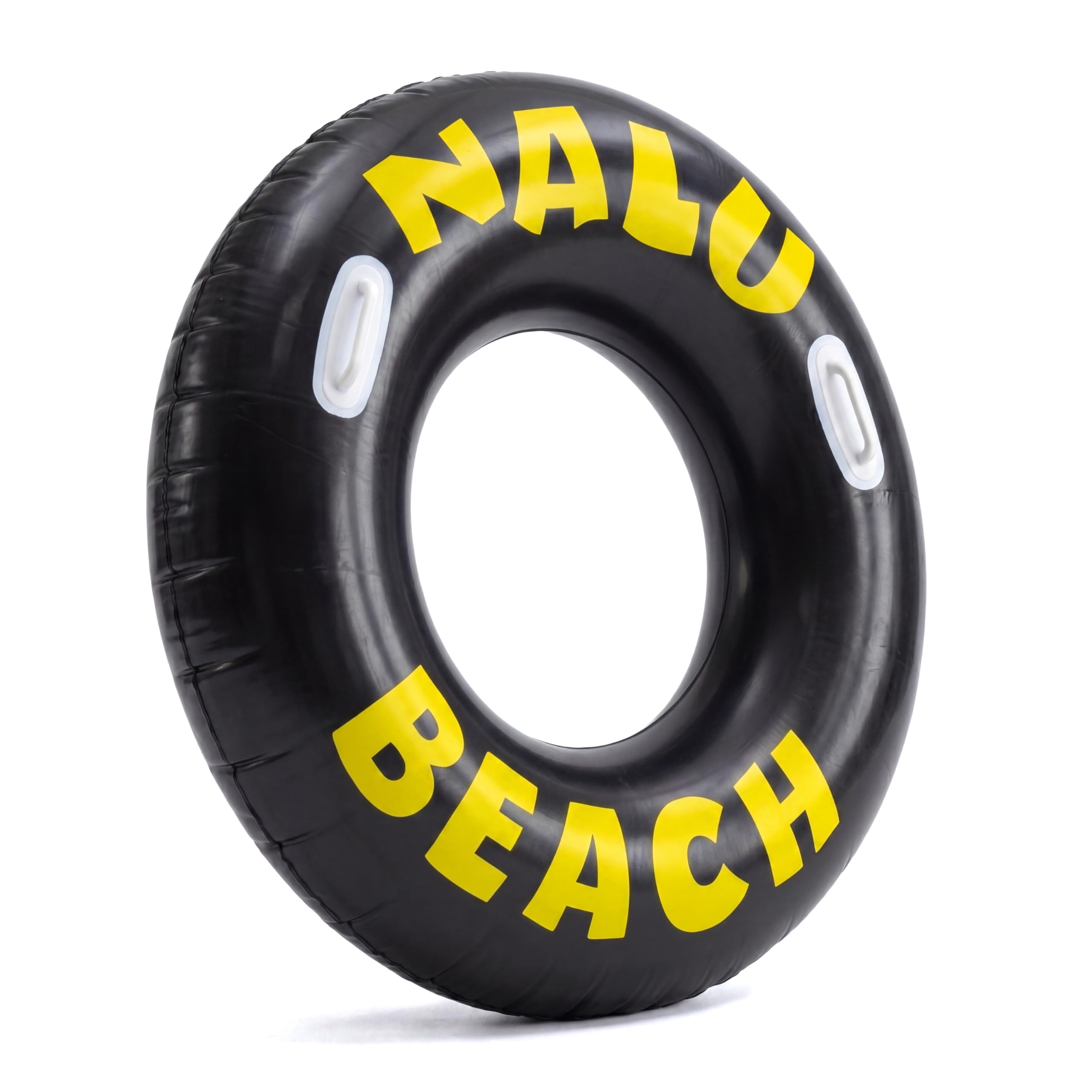 GEEZY Inflatable Turbo Tyre Swim Ring 47" (119cm) - Large Black Pool Float with Handles & Repair Patch - Heavy Duty Beach Rubber Ring & Swimming Pool Inflatables for Adults & Kids