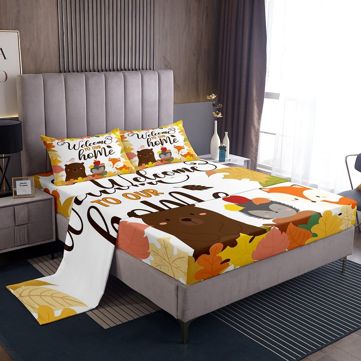 Erosebridal Erosbridal Black Bear Bed Sheets Cute Fox