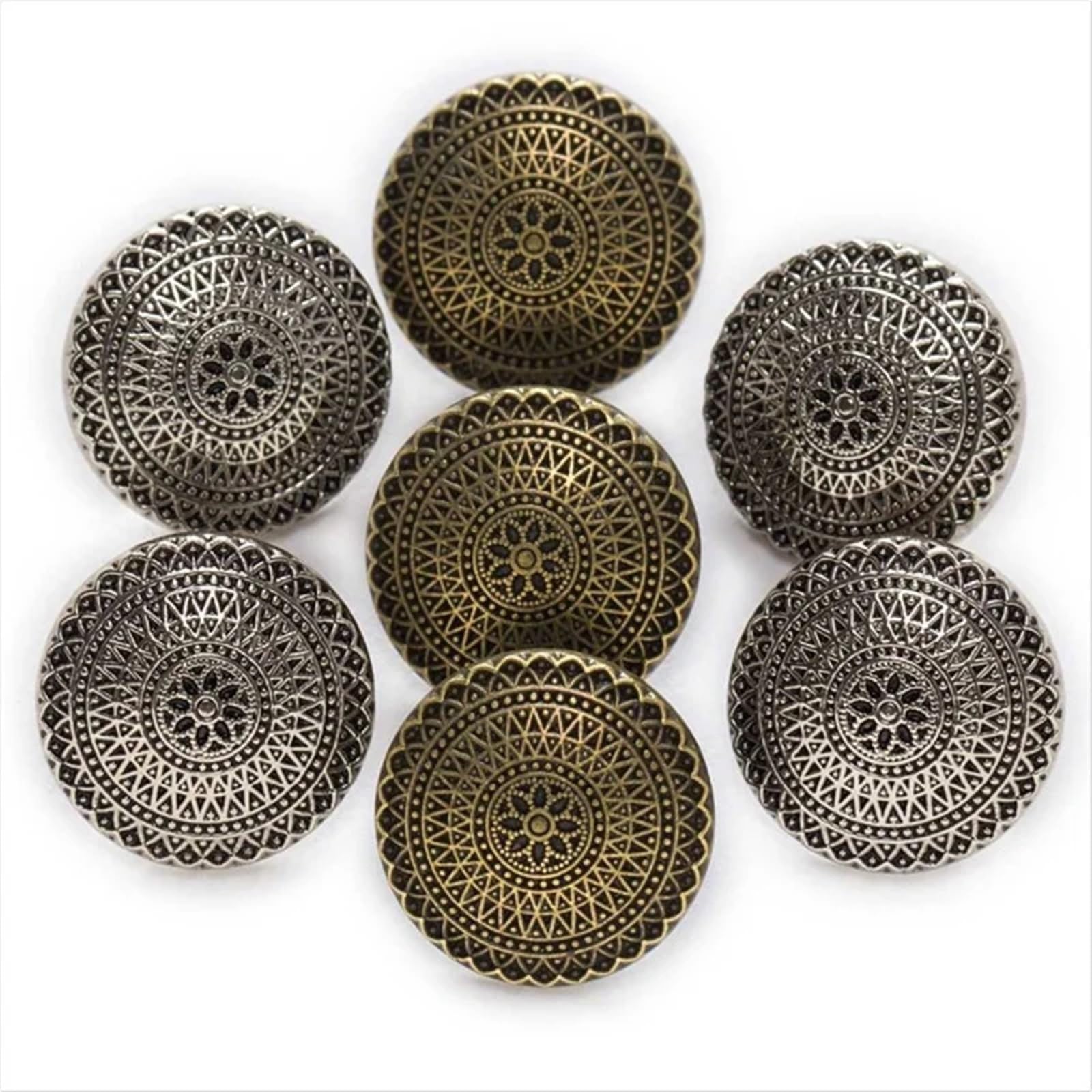 Metallknöpfe, Vintage-Stil, 50 Stück, 15 mm, 23 mm, Antik-Silber, Kupfer, Nähen