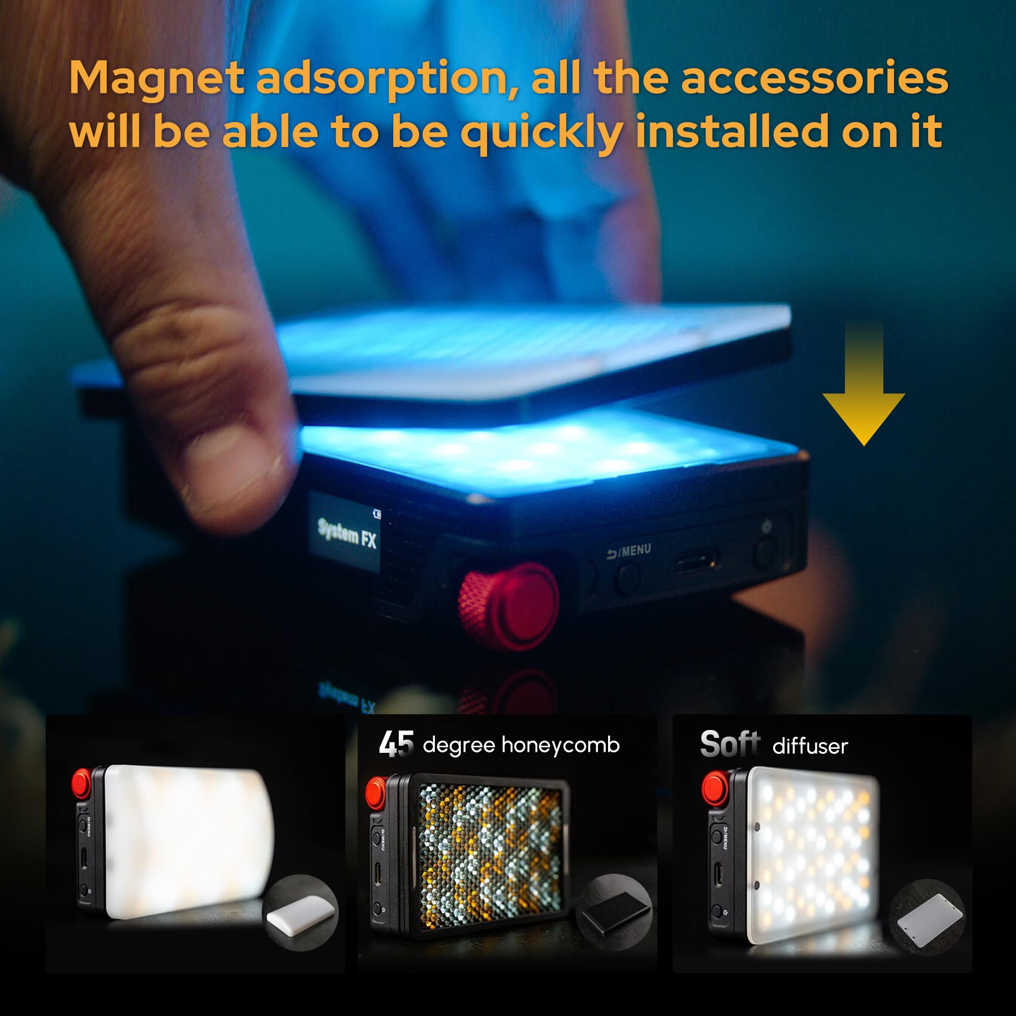 Aputure MC Pro RGBWW - Luce video per fotocamera, 5 W, alta luminosità, 1585 Lux a 0,5 m, attrazione magnetica regolabile 2000-10000 K e protezione IP65 per fotografia, videografo
