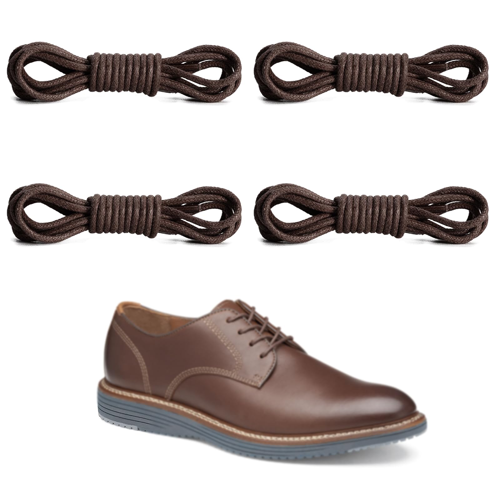 UamGlsob 2 Pairs Dress Shoelaces for Johnston and Murphy Men Oxford, 5/64''(2MM) Thin Waxed Shoe Laces Replacement Strings