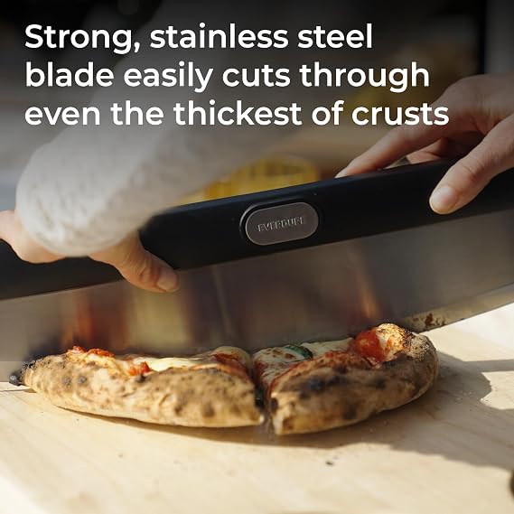 Everdure Pizza Rocker - Powerful One-Cut Stainless Steel Blade, Durable and Comfortable Grip, Dishwasher Safe Ideal Pizza Cutter for Pizza Lovers, Chefs, Cooks, Bakers