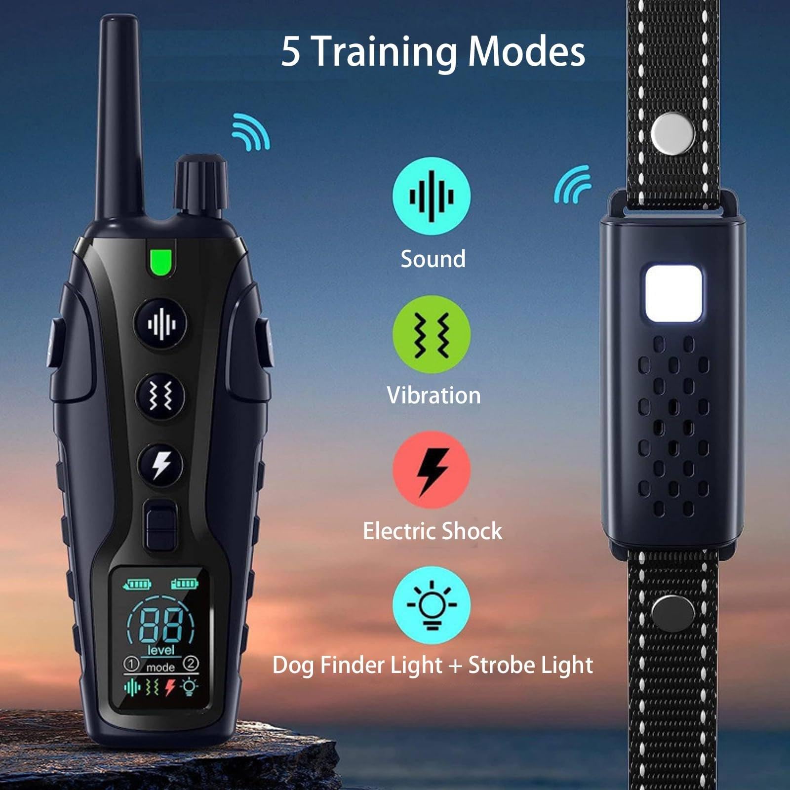 Collar de Adiestramiento para Perros con Mando a Distancia, Distancia Ultra-Larga 1000M, 5 Modos, Chips Inteligentes Importados