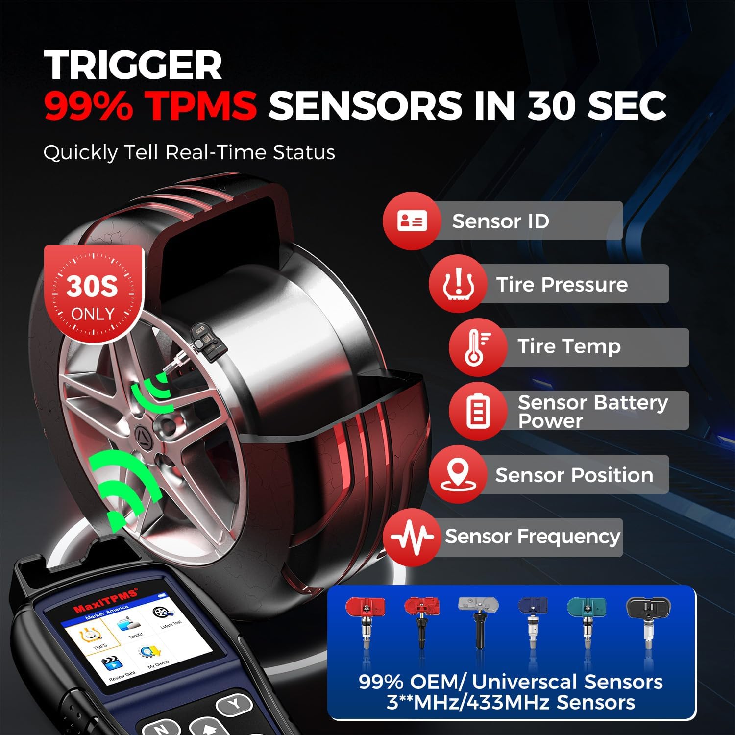 Autel MaxiTPMS TS501 Pro Outil Programmation TPMS, 2026 Identique au TS508WF TS508, Mise à Niveau du TS501 TS408S, Réapprentissag Activation Capteur, Programmation Capteur MX, Réinitialisation TPMS