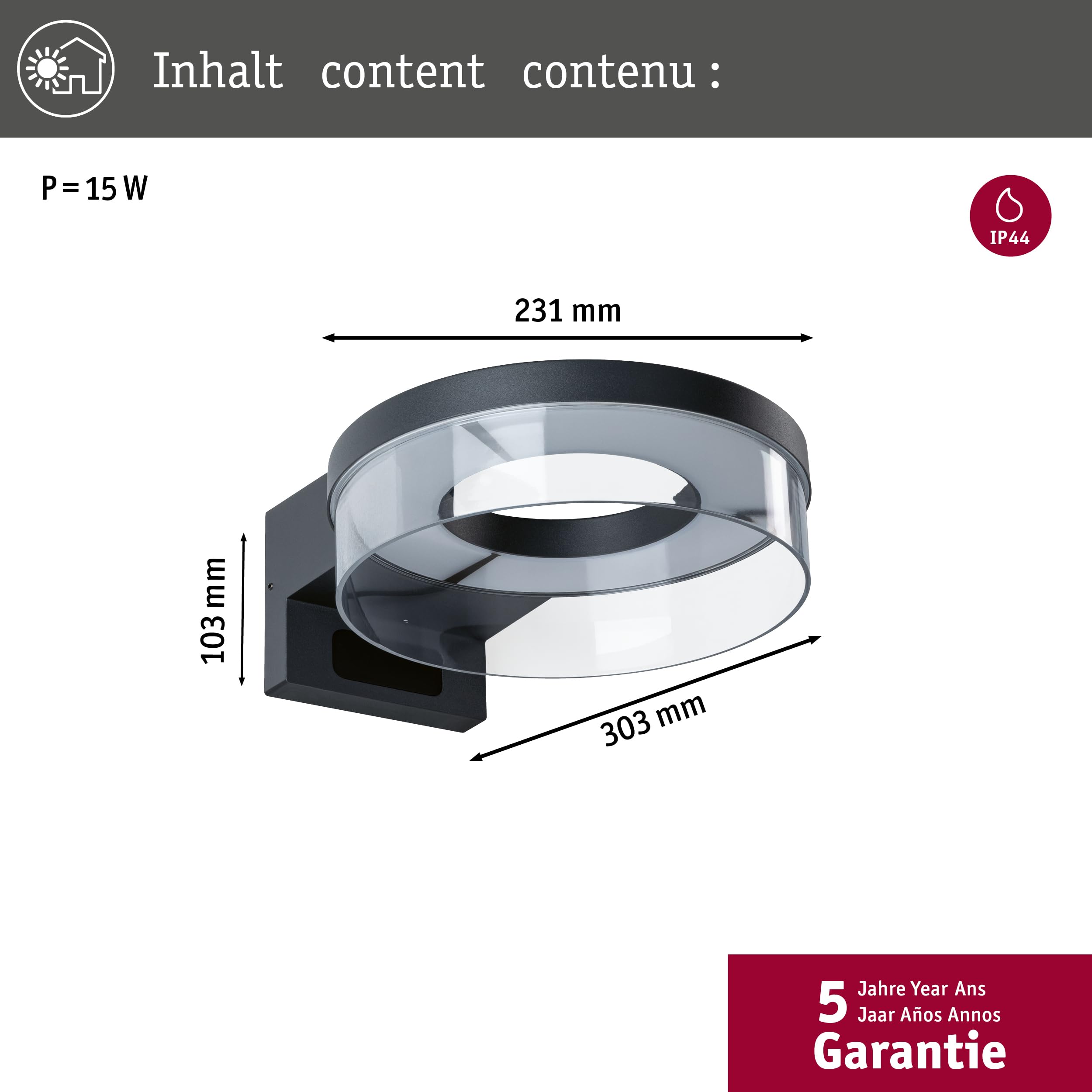 Paulmann LED Außenwandleuchte Capera anthrazit Zigbee 3.0