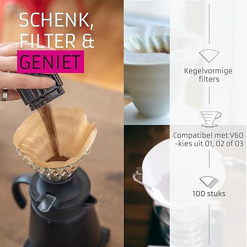 Miniatura 2 de Filtro de papel para café Hario V60, tamaño 02, blanco, caja de 100 unidades