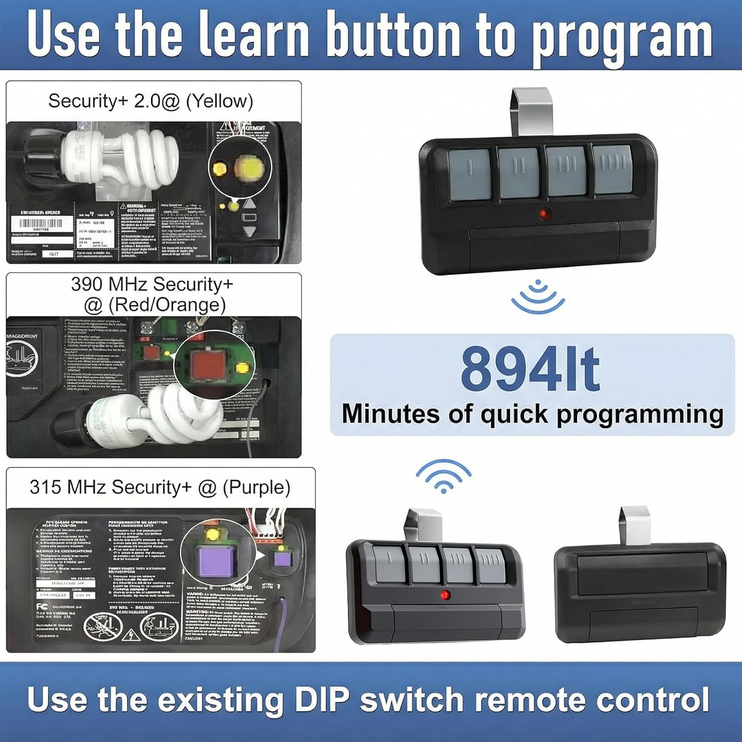 Upgraded 894LT Garage Door Opener Remote for Liftmaster Chamberlain, Replaces 811LM 892LT 61LM 361LM fit for Liftmaster Chamberlain Garage Door Opener Remote (3 Pack)