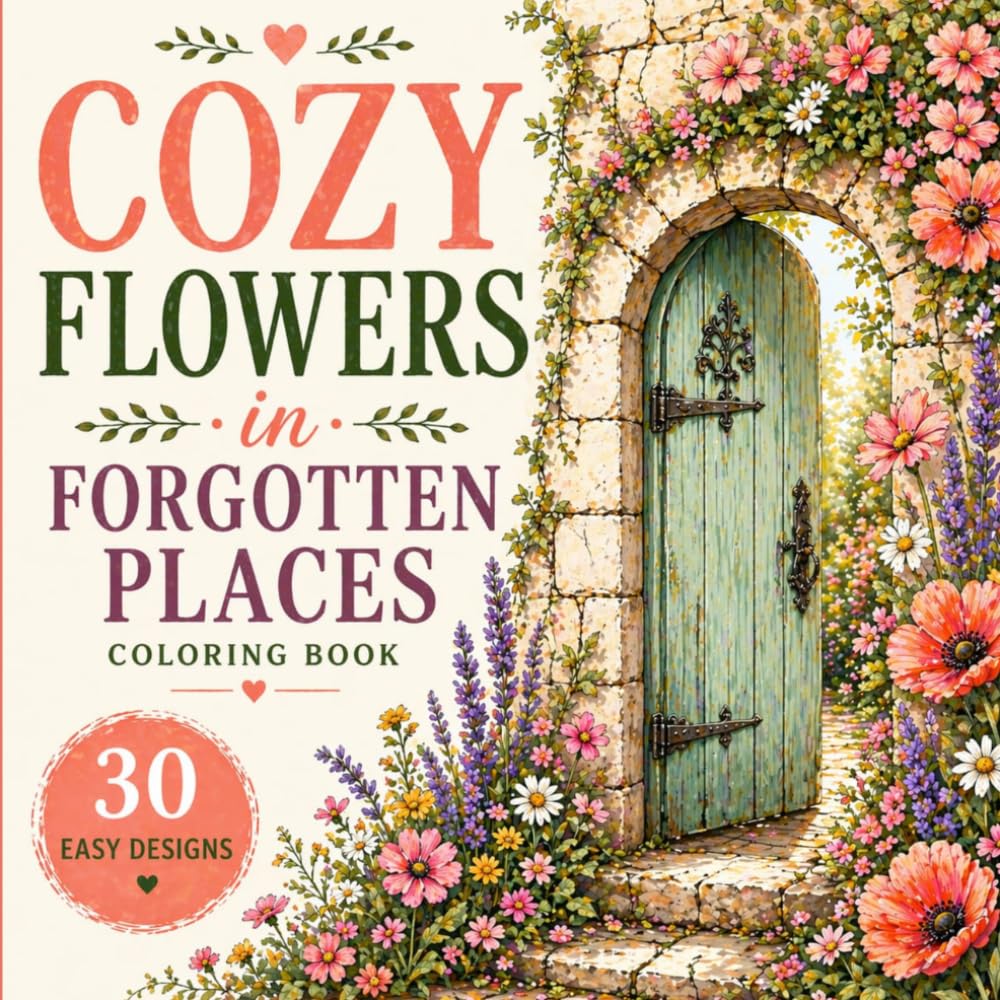 Cozy Flowers in Forgotten Places Coloring Book: Beautiful Floral Designs for Adults - Relaxing Stress Relief Coloring Pages (Cozy Floral Escape)
