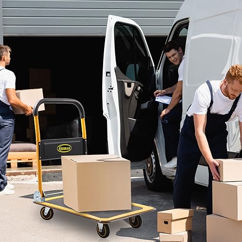 Miniatura 6 de Carrito de empuje Dolly, camión plegable de plataforma de 330 libras de capacidad para un fácil almacenamiento, carrito de mano plegable con ruedas
