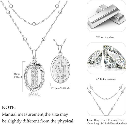 Vista 42 de Collar con colgante de plata de ley 925 con medalla de San Patrón, joyería religiosa para hombres y mujeres, con cadena de acero inoxidable 316L