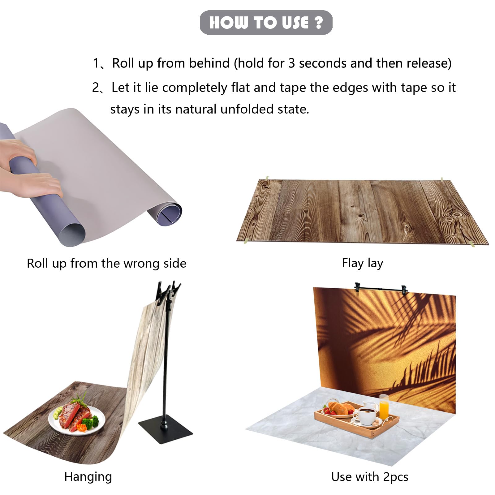 Fotohintergrund-Set Mit T-Ständer – 12 Papiere, 24 Farben, 86,4x45 Cm, Für Produktfotos