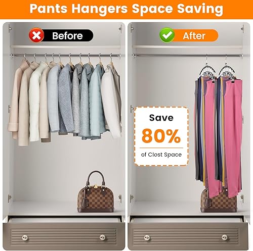 Miniatura 2 de Organizador de leggings para armario, paquete de 2 perchas de metal para pantalones de yoga con 10 clips para 20 leggings, sombreros, jeans, faldas,