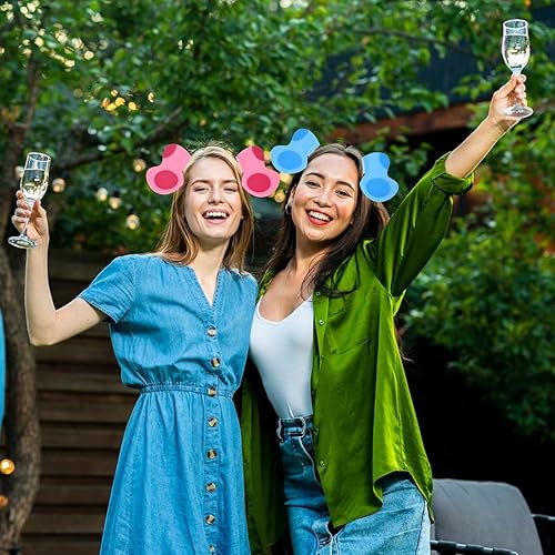 Miniatura 7 de SMAODSGN 2 diademas de orejas de perro para fiestas, diademas de animales, suministros de cumpleaños para perros azules y rosados, decoraciones para