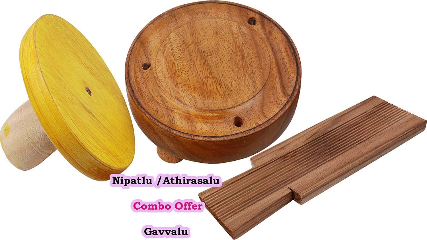 Wooden Kitchen Tool or Mould for Adhirasam | Athirasam,Ariselu Oil Filter,Gavvalu Sweet Maker Board |Gavvalu Chekka|Combo Pack 2