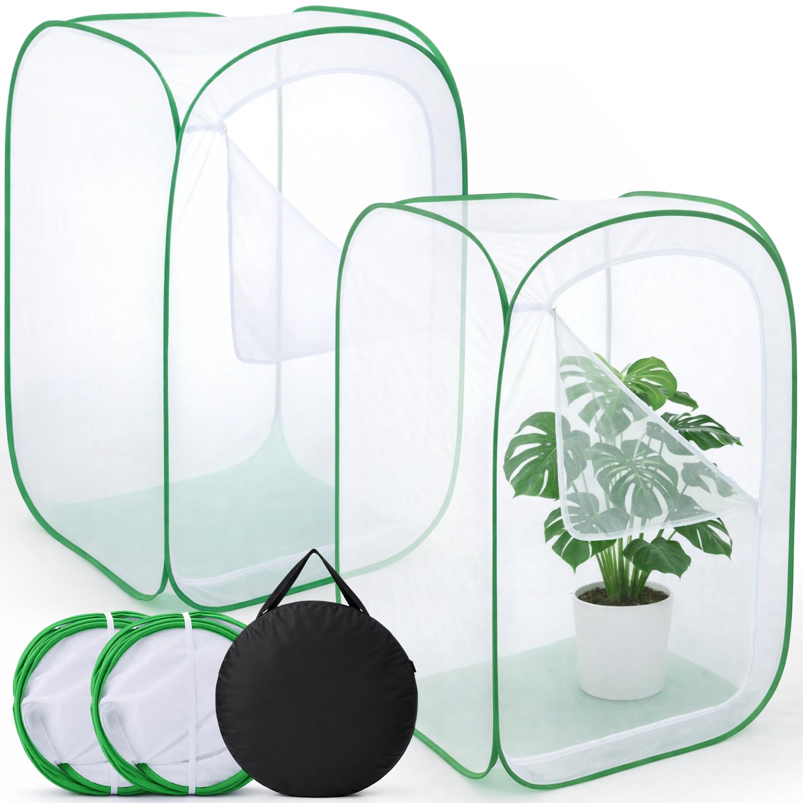 Gilprop 2 Pack Outdoor Mesh Plant Enclosures 48" Tall Crop Cage for Fruit Vegetables, Flowers and Herbs