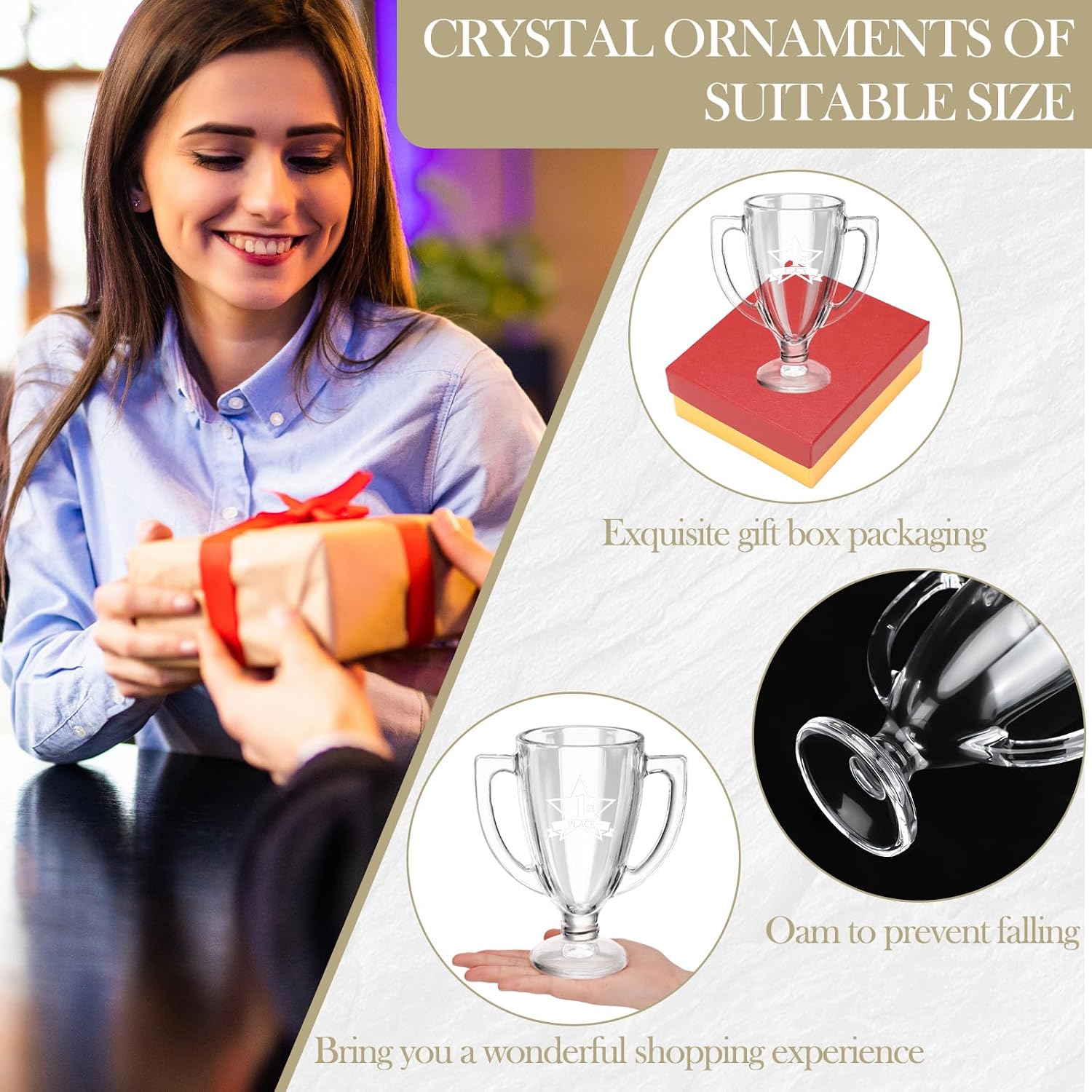 Wesiti Teacher Appreciation Gifts Employee Appreciation Crystal Trophy Gifts 7" Crystal Trophy Awards for Administrative Professionals Day Nurses Week Thank You Gift for Student Teacher Coworker Staff