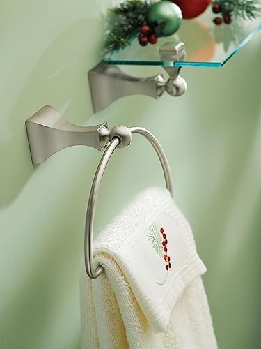 Miniatura 3 de Moen Retreat Collection DN8386BN - Toalla de mano para baño de níquel cepillado con accesorios de montaje en pared, paquete de 2