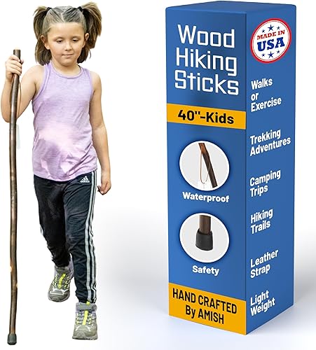 Miniatura 13 de Bastón de madera hecho a mano para hombres, mujeres y personas mayores con correa de muñeca de cuero genuino para senderismo, caminatas y senderismo