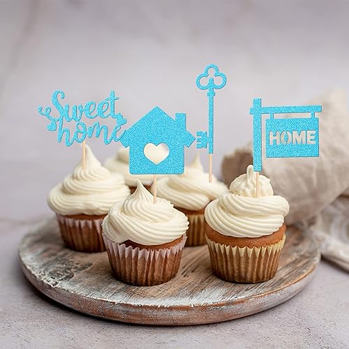 Miniatura 6 de 36 piezas de decoración para cupcakes con purpurina para inauguración de la casa, para bienvenida, nuevo hogar, fiesta temática, suministros de